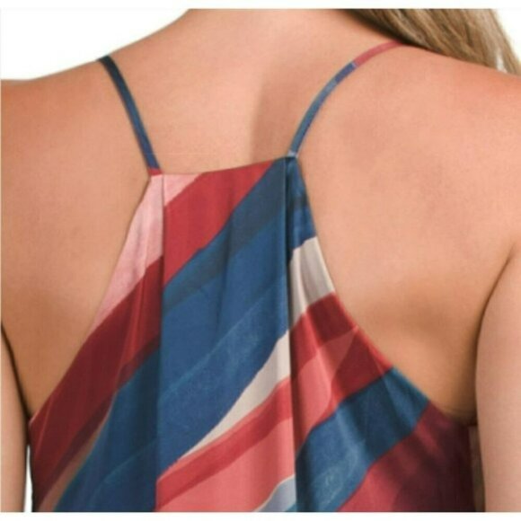 NWT Nicole Miller Abstract Floral Print Slip on Satin Maxi Dress - Picture 3 of 6